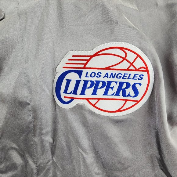 VTG Los Angeles Clippers Jacket Mens Large Silver Red NBA Court Warm Up Adidas - Picture 4 of 16